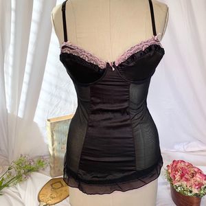 Rampage lingerie pink/black silky dress Women's